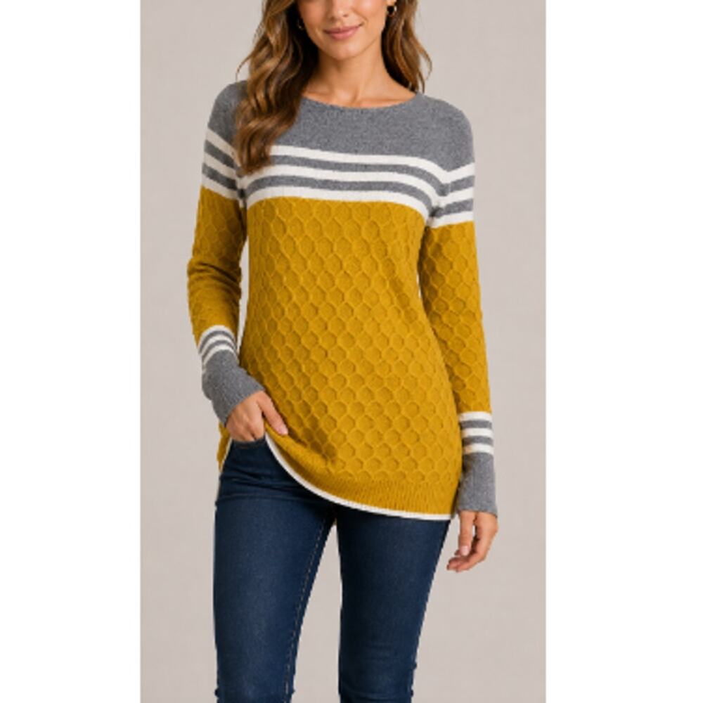 Women's Yellow Jumper Casual Viscose Blend Pullover Sweater Size M
